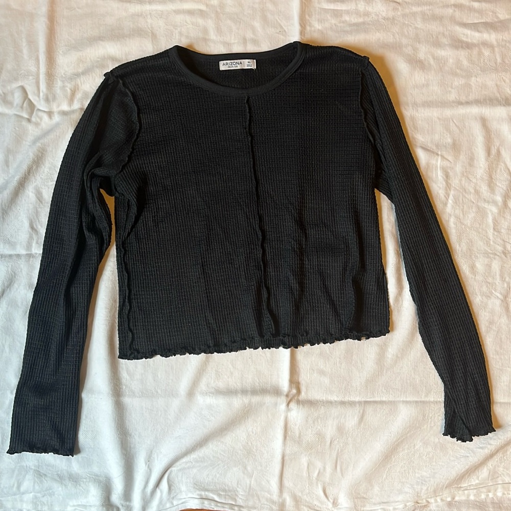 Arizona Jean Company: Dark Gray Waffle Knit Cropped Sweater